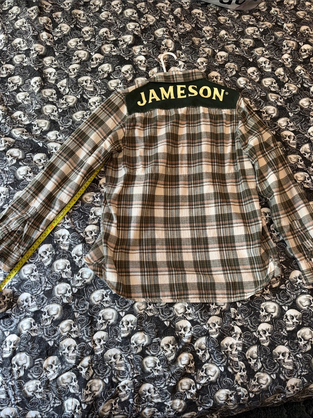 Green JAMESON Plaid Flannel hand stitched Shirt Jacket - Casual Men's Shirt